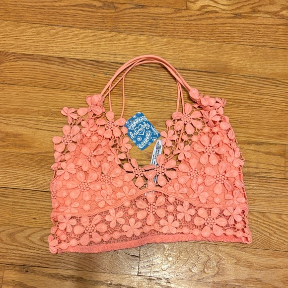 Free People Miss Dazie Coral Floral Crochet Bralette - Picture 2 of 6